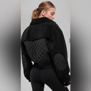 ALO Yoga Black Sherpa Edge Bomber Jacket